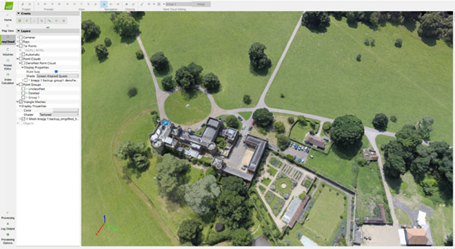 Pix4D software is used to generate 2D and 3D maps from the photographs taken from the UAV